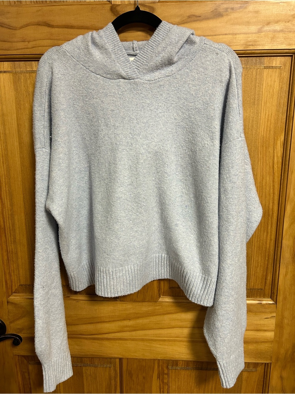 Hollister Light Gray Hooded Knit Sweater